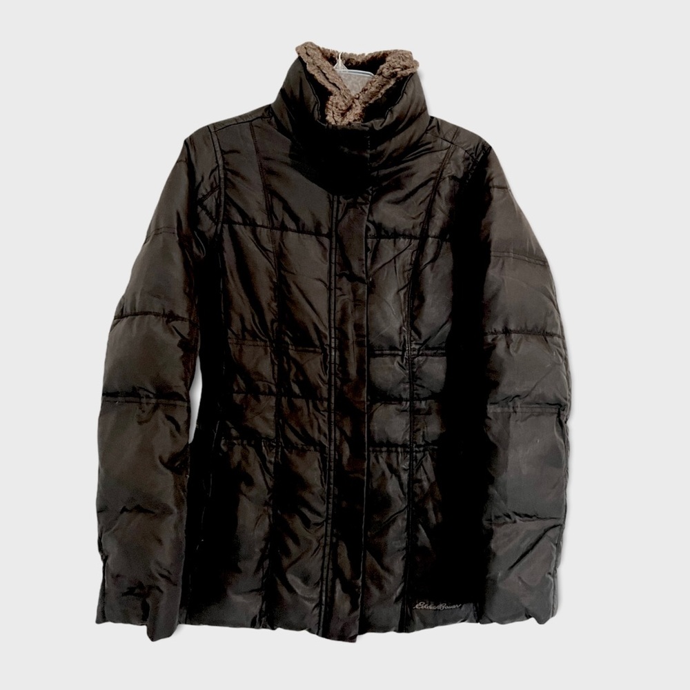 Eddie Bauer Premium Goose Down Puffer Jacket W Faux Fur Trim Sz XS